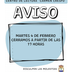 Modificación de horarios en el Centro de lectura los días 4 y 8 de febrero